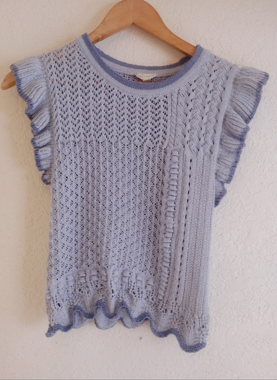 Hem & Thread Light Blue Knit Ruffle Sleeve Tank - Picture 2 of 6